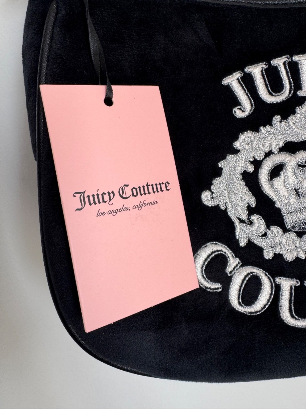 NEW✨Juicy Couture Black Velour Shoulder Bag Y2K Logo - Picture 7 of 8